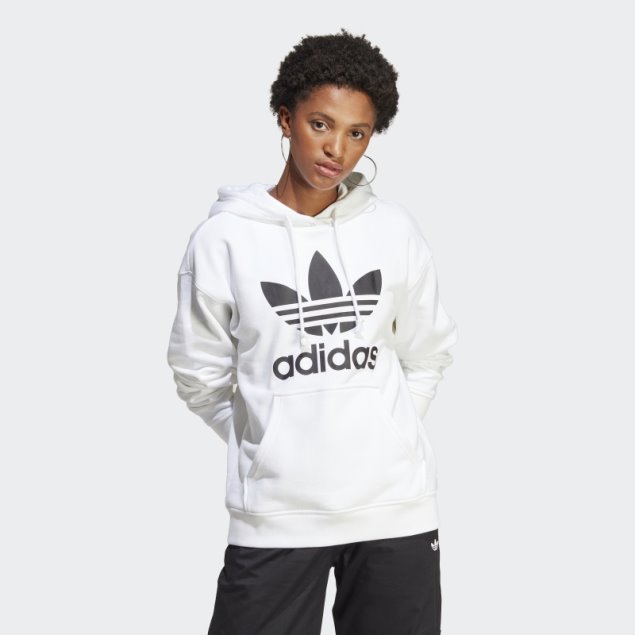Sudadera Con Capucha Adidas Trefoil Blanca