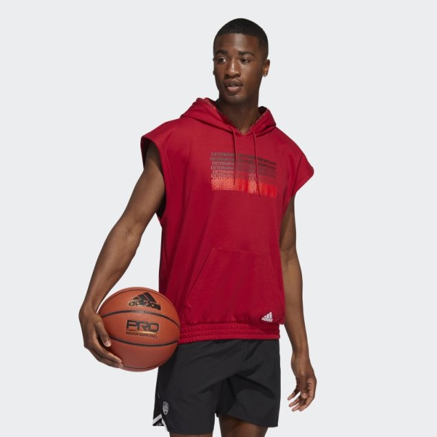 Donovan Mitchell Sudadera Con Capucha Manga Corta Adidas Victoria Rojo