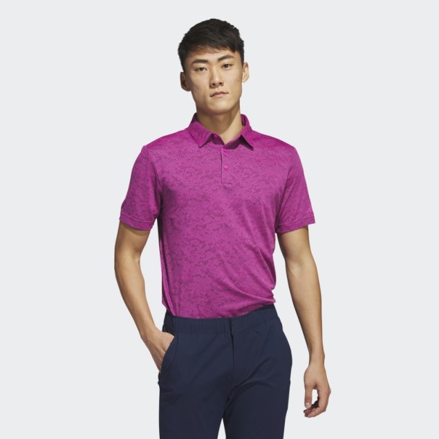 Adidas Polo Fucsia De Golf Texturizado En Jacquard