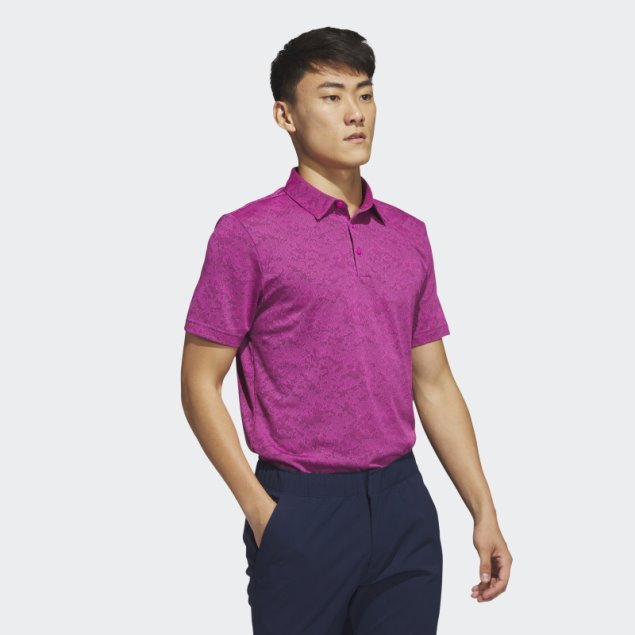 Adidas Polo Fucsia De Golf Texturizado En Jacquard