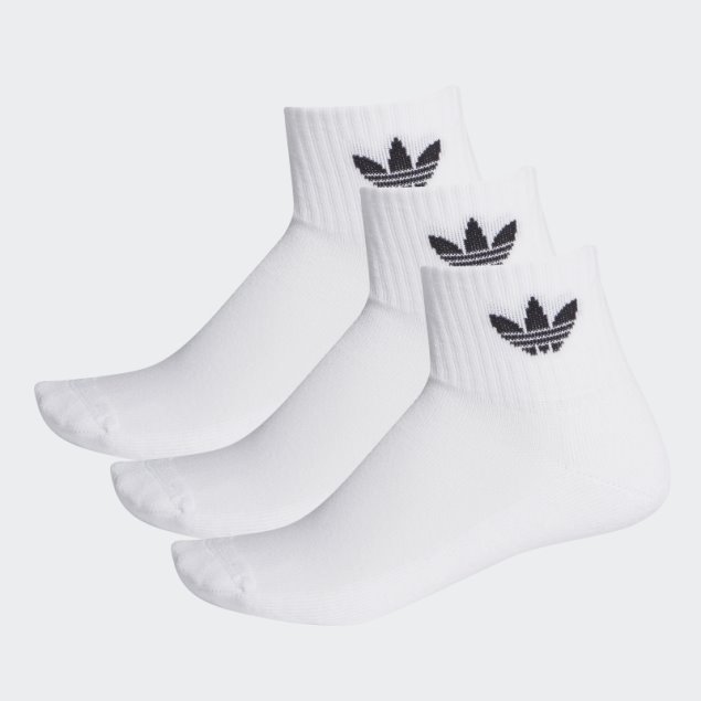 Calcetines Tobilleros Blancos Corte Medio - 3 Pares Adidas