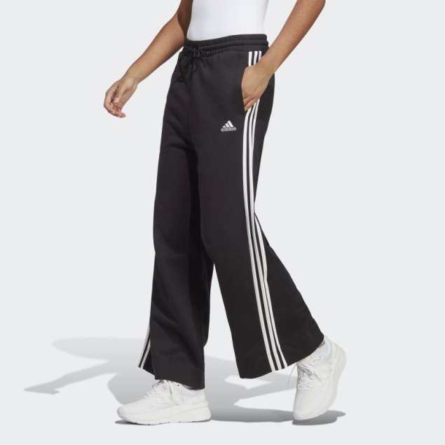 Joggers Anchos De Felpa Francesa Con 3 Rayas Essentials De Adidas En Negro