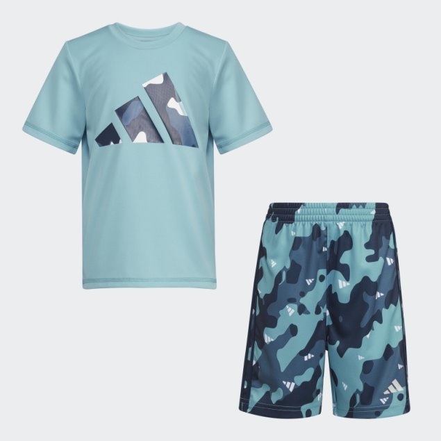 Pantalón Corto Adidas Azul Poly Tee Camo Aop