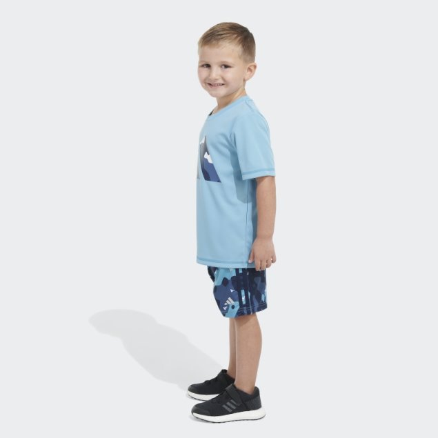 Pantalón Corto Adidas Azul Poly Tee Camo Aop