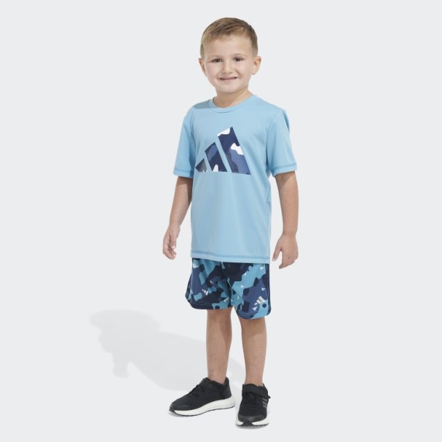 Pantalón Corto Adidas Azul Poly Tee Camo Aop