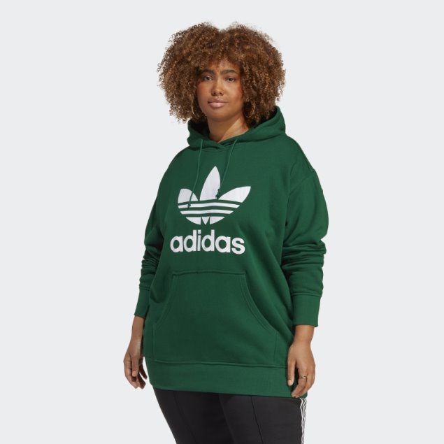 Sudadera Con Capucha Adidas Trefoil Verde Oscuro (talla Grande)