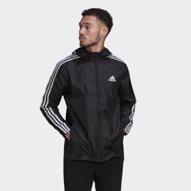Chaqueta Cortavientos Essentials 3 Rayas Adidas Negro