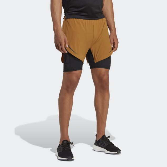 Adidas Heat.rdy Hiit 2-in-1 Shorts De Entrenamiento Bronce