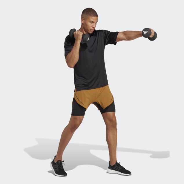 Adidas Heat.rdy Hiit 2-in-1 Shorts De Entrenamiento Bronce