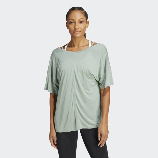 Camiseta Oversize Verde Plata Yoga Studio Adidas