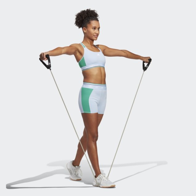 Sujetador Adidas Powerreact Training Techfit De Sujeción Media Azul Amanecer