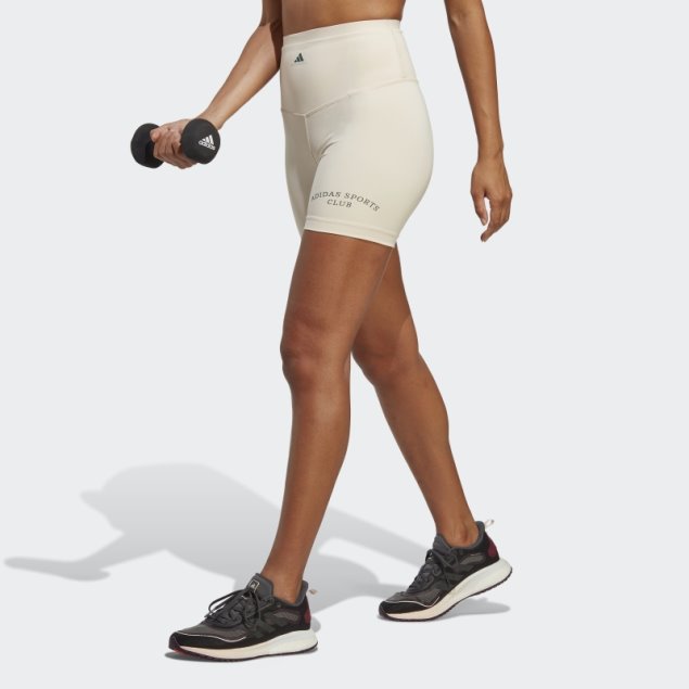 Elegantes Leggings Cortos De Cintura Alta Adidas Linen Sports Club