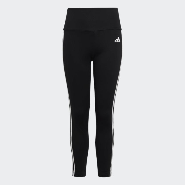 Negro Adidas Essentials Aeroready 3 Rayas De Talle Alto Leggins