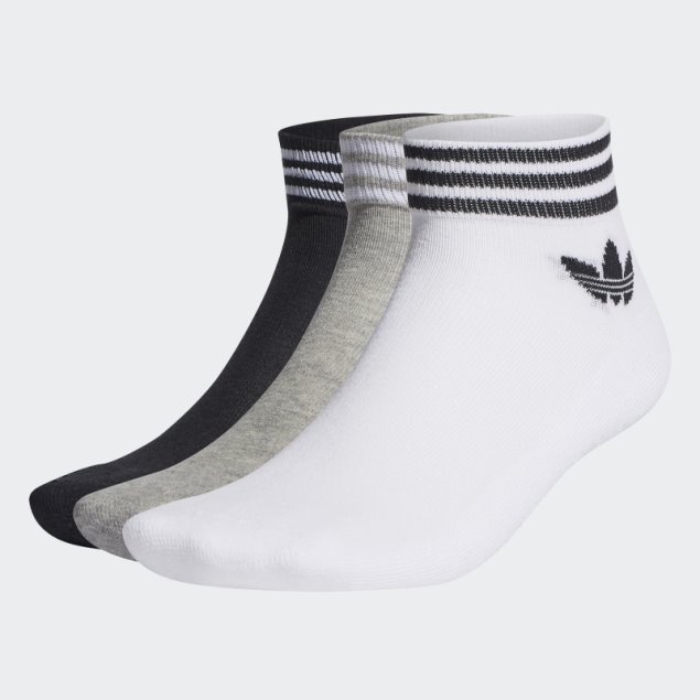 Calcetines Tobilleros Adidas Trefoil 3 Pares Blancos