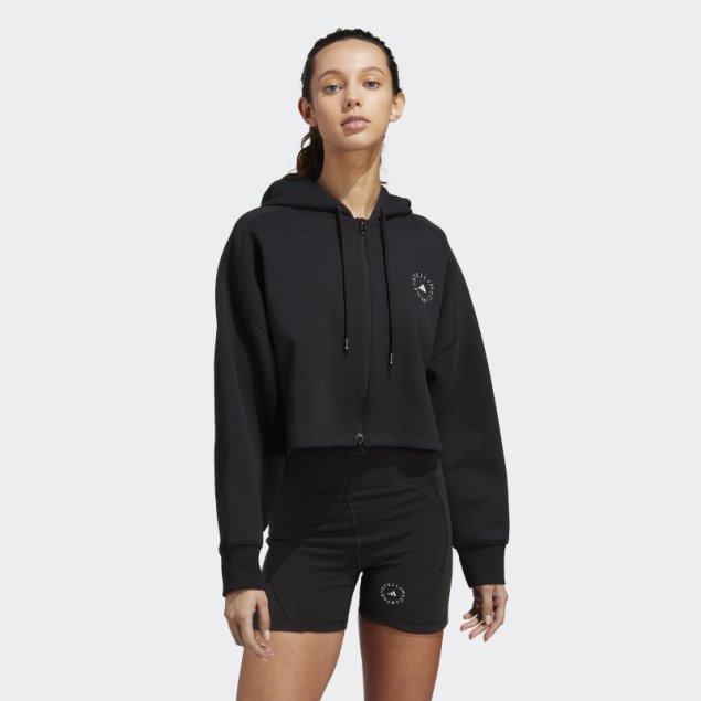 Sudadera Negra Con Capucha Adidas By Stella Mccartney Cropped