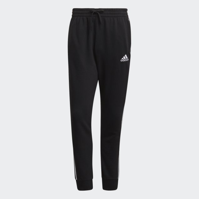 Pantalones Adidas Essentials French Terry Tapered Cuff 3 Rayas Negro