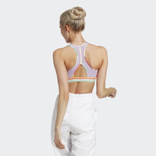 Sujetador De Sujeción Media Adidas X Farm Rio Oro Real