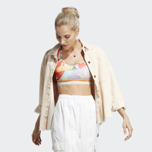 Sujetador De Sujeción Media Adidas X Farm Rio Oro Real