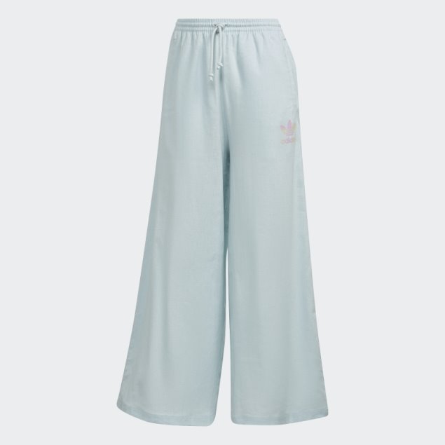Pantalón Ancho De Lino Azul 7/8 Adidas