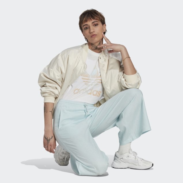 Pantalón Ancho De Lino Azul 7/8 Adidas