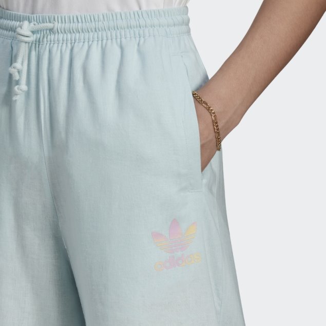 Pantalón Ancho De Lino Azul 7/8 Adidas