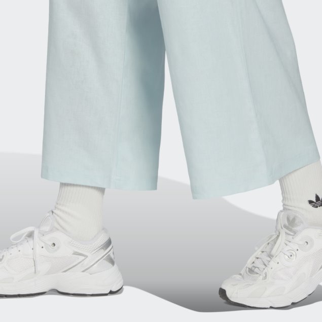 Pantalón Ancho De Lino Azul 7/8 Adidas