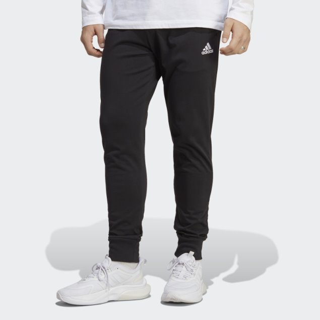Pantalones Adidas Essentials De Punto Liso Con Puños Cónicos En Negro