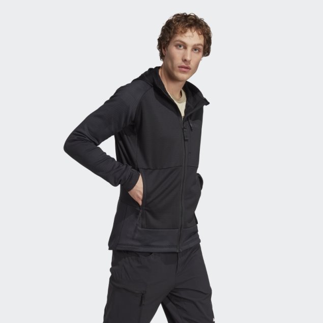 Adidas Terrex Tech Flooce Chaqueta Polar De Senderismo Con Capucha Negra