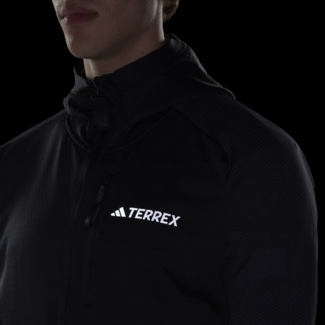 Adidas Terrex Tech Flooce Chaqueta Polar De Senderismo Con Capucha Negra