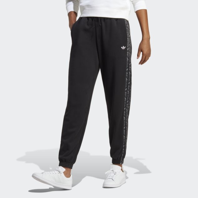 Adidas Joggers Abstractos Con Estampado Animal Negro