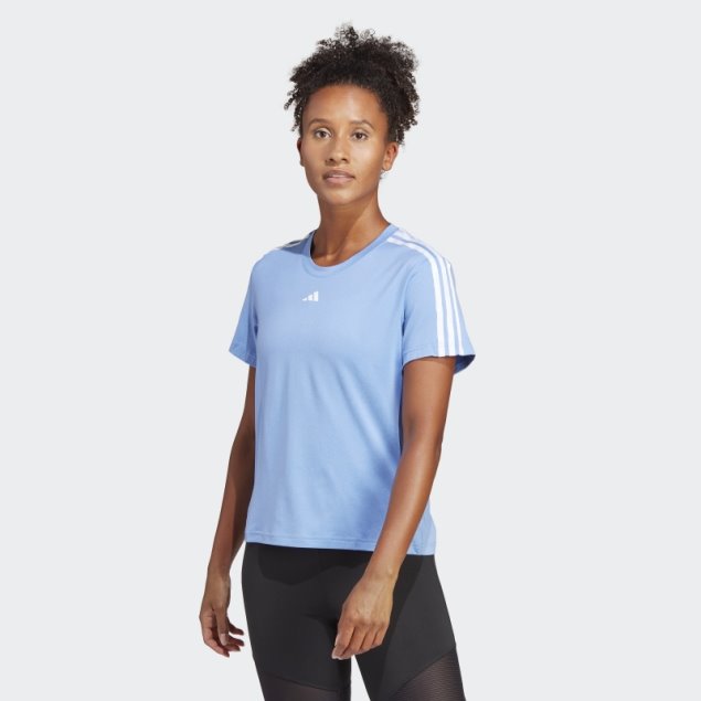 Adidas Camiseta Azul Aeroready Train Essentials Con 3 Rayas