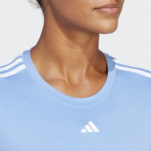 Adidas Camiseta Azul Aeroready Train Essentials Con 3 Rayas