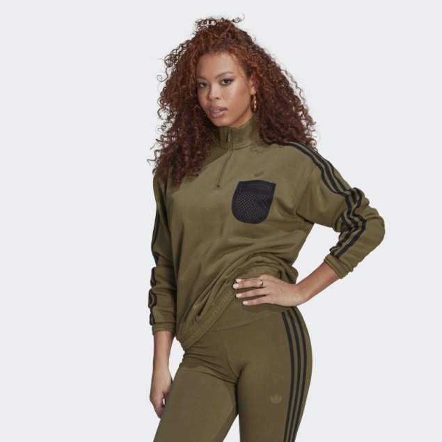 Adidas Sudadera Verde Oliva Con Cremallera