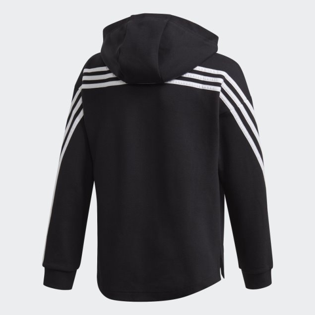 Adidas Sudadera Negra Con 3 Rayas Y Cremallera Completa