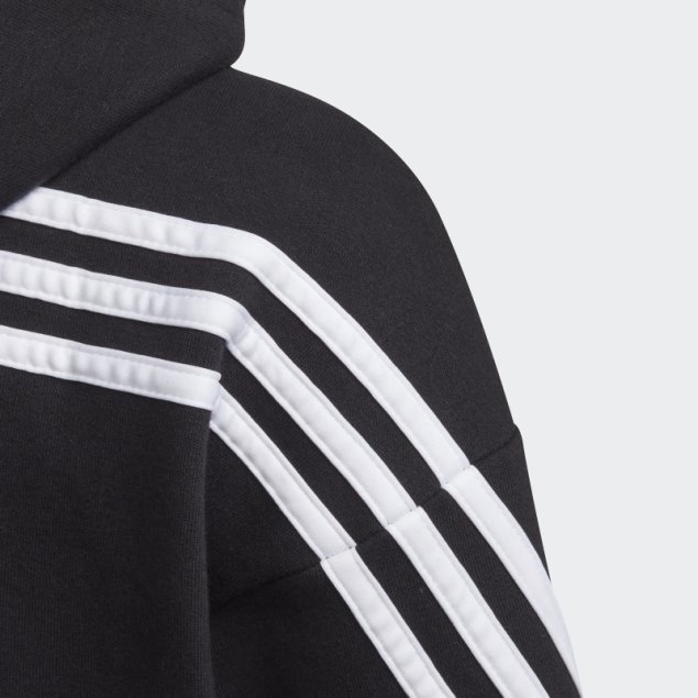 Adidas Sudadera Negra Con 3 Rayas Y Cremallera Completa