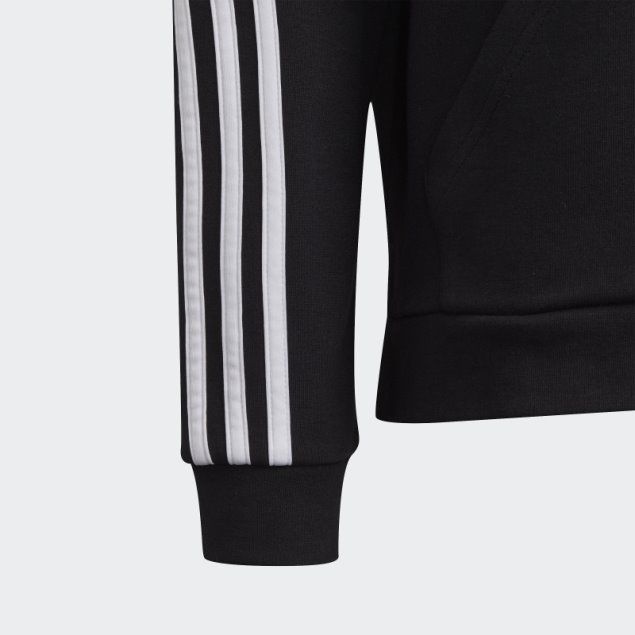Adidas Sudadera Negra Con 3 Rayas Y Cremallera Completa