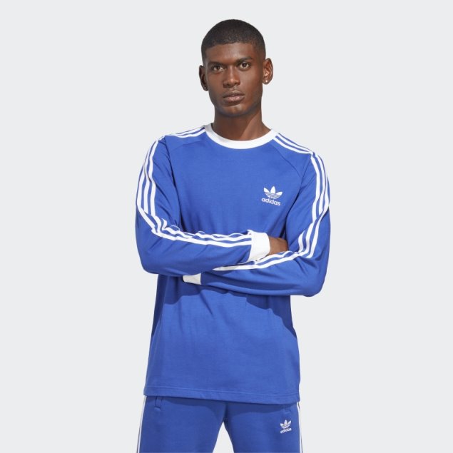 Adidas Camiseta Azul De Manga Larga Adicolor Classics Con 3 Rayas