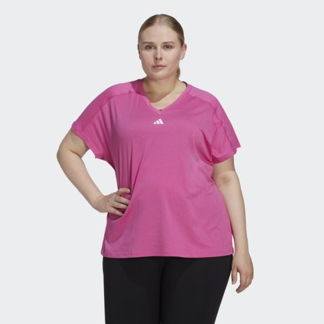Aeroready Train Essentials Minimal Branding Camiseta Con Cuello En V (talla Grande) Fucsia Adidas