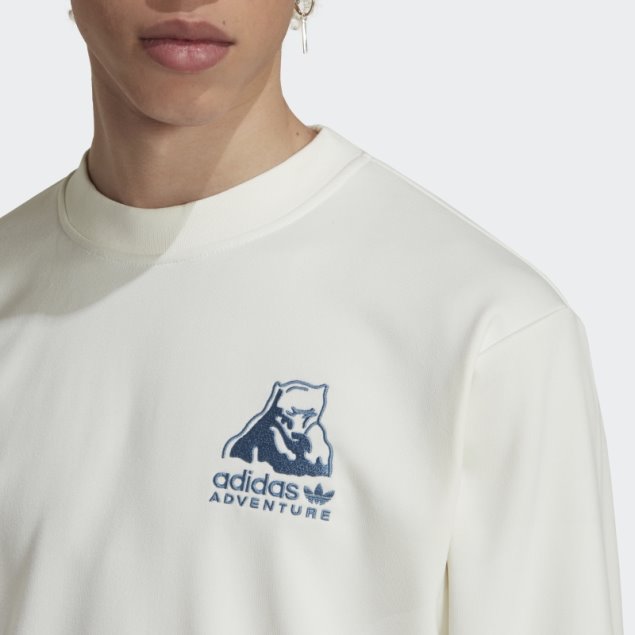 Sudadera Adidas Adventure Invierno Cuello Redondo Blanco Cálido