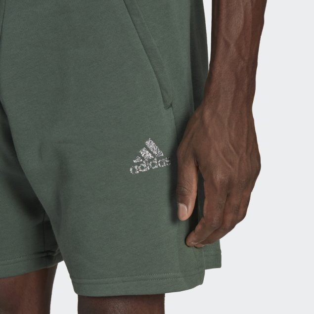 Pantalón Corto Adidas Verde óxido De Lana De Estadio Reciclado Con Insignia De Deporte