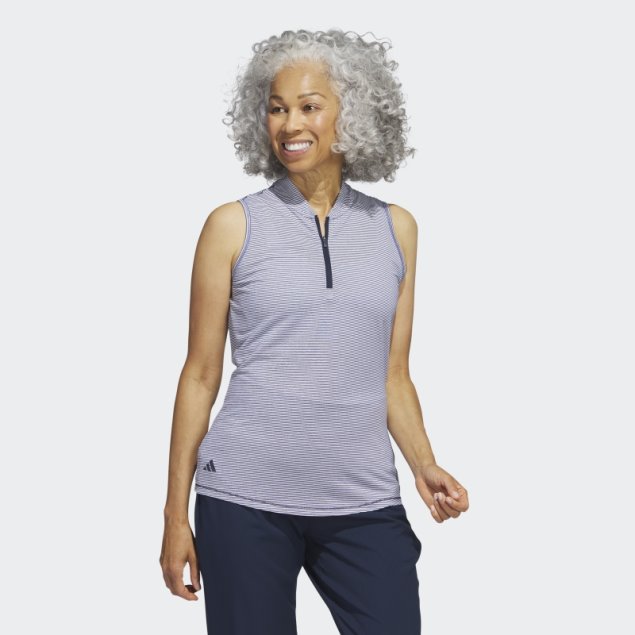 Polo De Golf Sin Mangas Ottoman De Dos Colores Azul Marino De Adidas