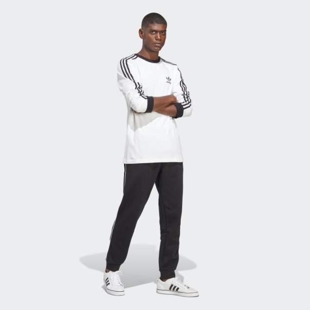 Camiseta Blanca De Manga Larga Adidas Adicolor Classics 3-stripes