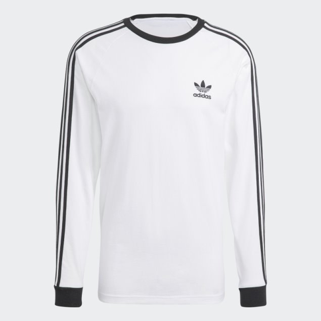 Camiseta Blanca De Manga Larga Adidas Adicolor Classics 3-stripes
