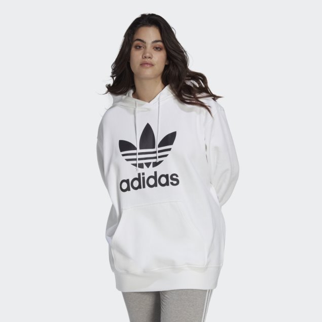 Sudadera Con Capucha Blanca Del Trébol (tallas Grandes) Adidas