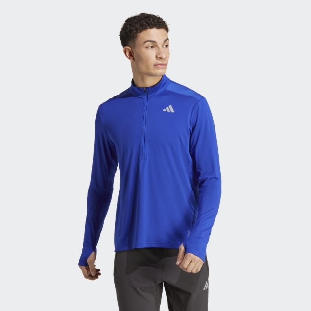 Camiseta Azul Con Media Cremallera Adidas Own The Run