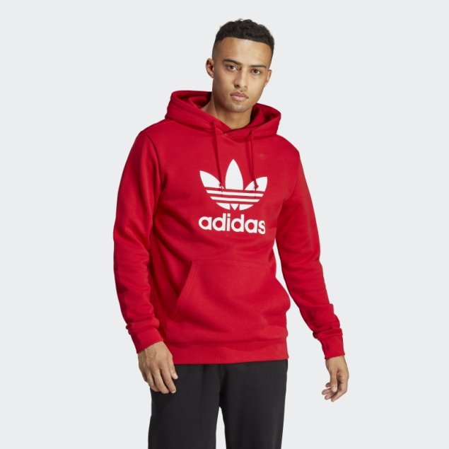 Sudadera Con Capucha Adidas Trefoil Classics Adicolor Escarlata