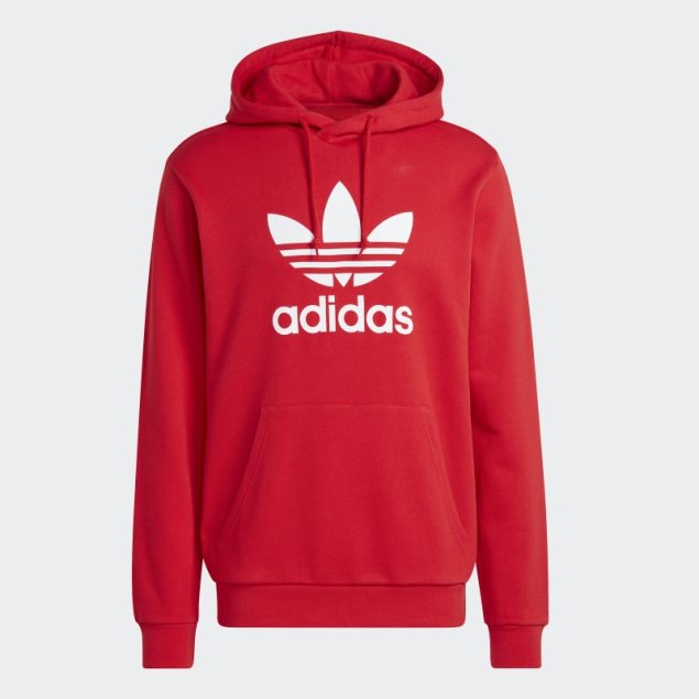 Sudadera Con Capucha Adidas Trefoil Classics Adicolor Escarlata