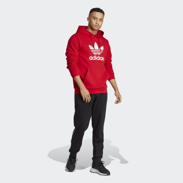 Sudadera Con Capucha Adidas Trefoil Classics Adicolor Escarlata