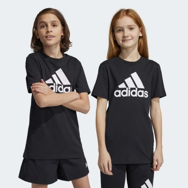 Camiseta Essentials Slim De Algodón Con Logo Grande Negro Adidas