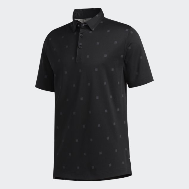Adidas Polo Negro Con Estampado Grabado Adipure